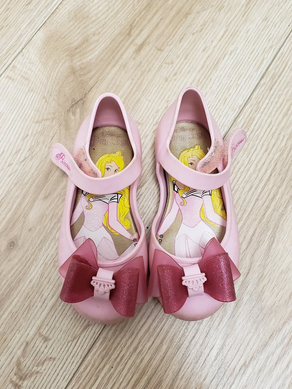 Disney Girls Pink Princess Bow Mary Jane Shoes Like Mini Melissa